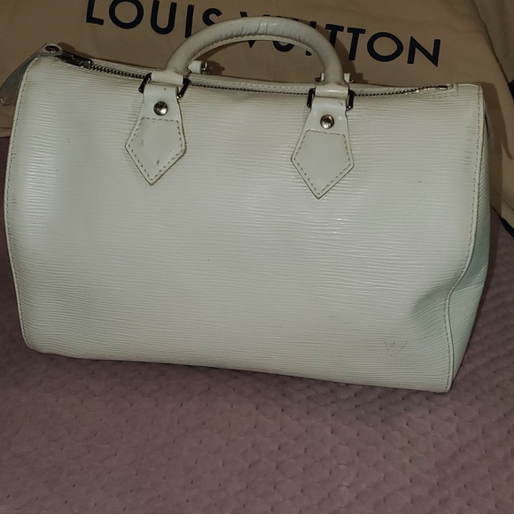 White Louis Vuitton Epi leather speedy 30 - Picture 1 of 16